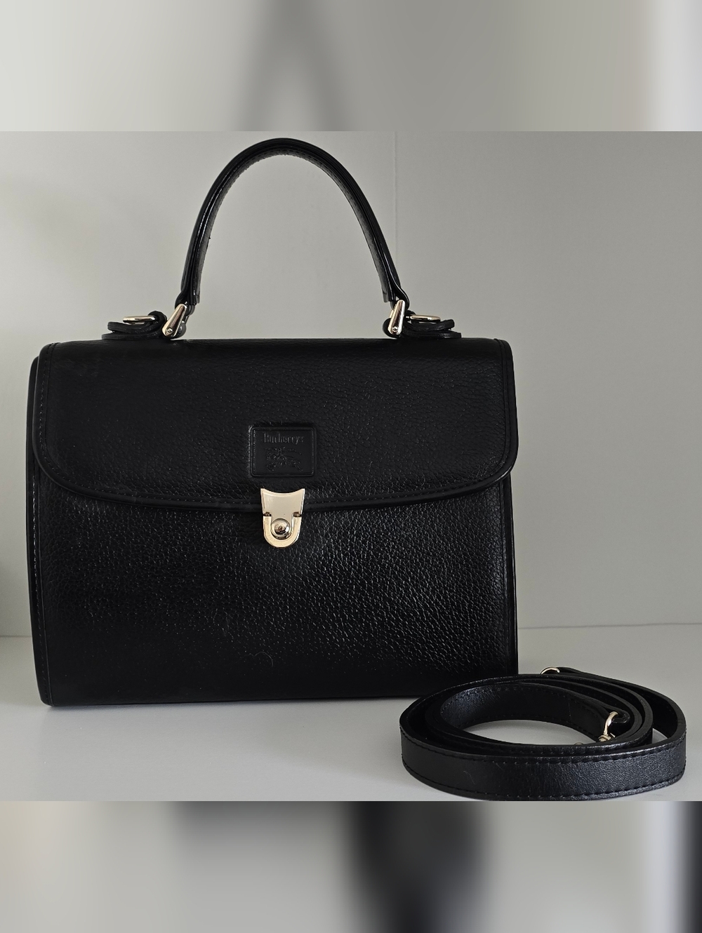 Burberry Black Leather Satchel with Gold Hardware - Picture 1 of 3
